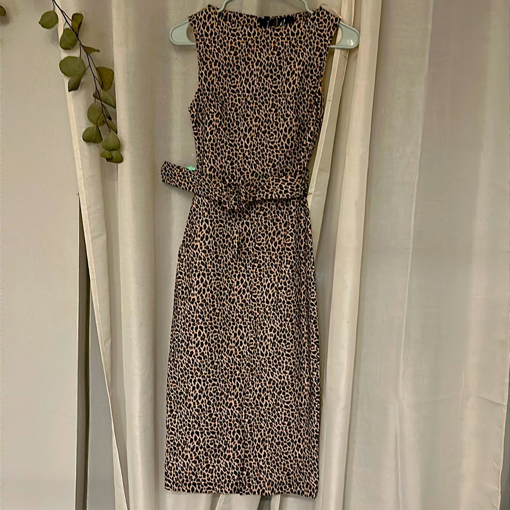 Renu stunning, leopard Bodycon, elegant dress with belt